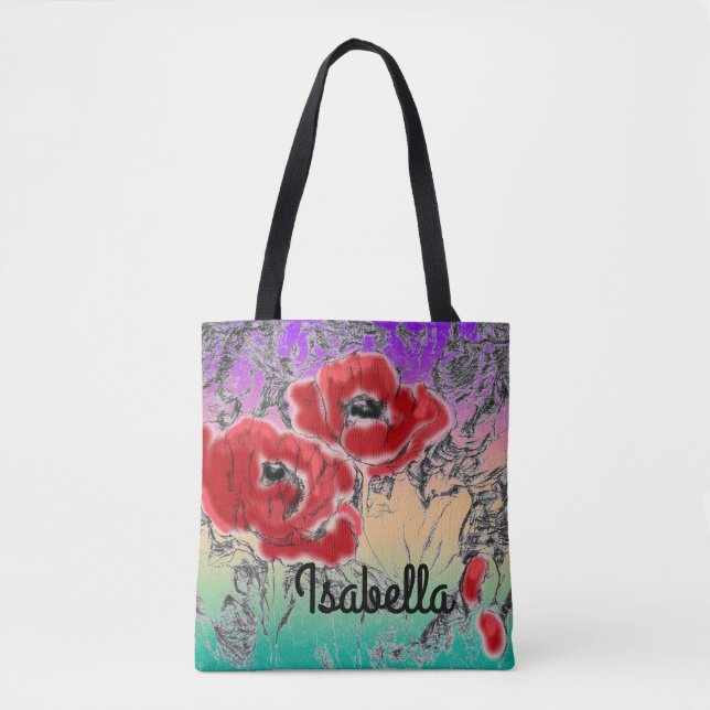 Graue Blume, Pfefferlinge, Blumengras Tasche (Vorderseite)