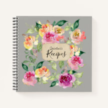 Graue Blume Rezept Kochbuch Spiral Notebook