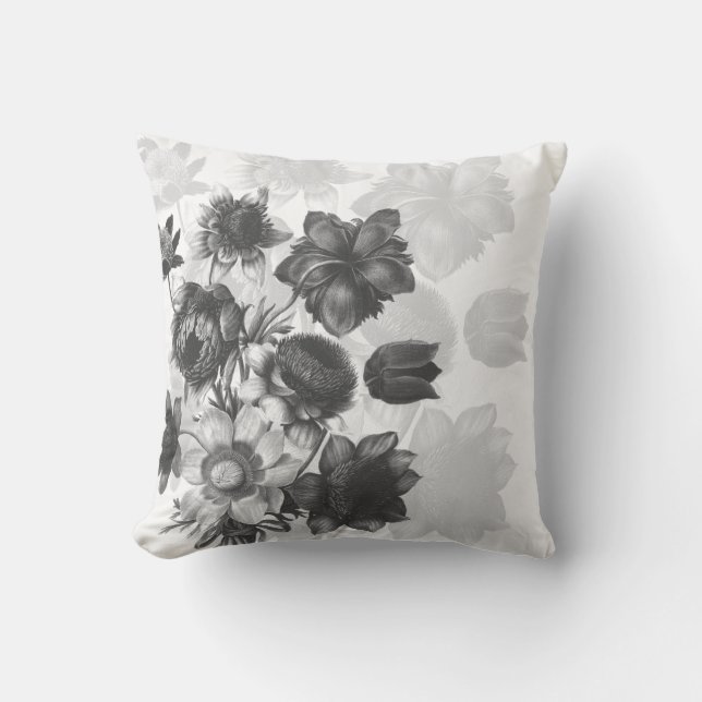 Graue Blumen-Blumenstrauß-Gewohnheits-Kissen Kissen (Vorderseite)