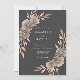 Graue Blumenanordnung Hochzeit Einladung