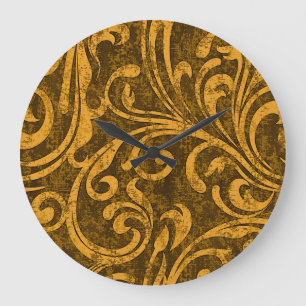 Graue Blumenelemente, hochauflösende nahtlose Text Große Wanduhr