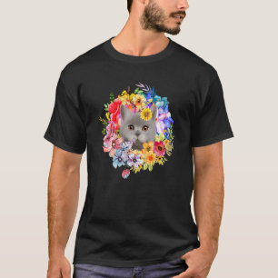 Graue Blumenkatze und Frühlingsblumen-Farm-Kitty-G T-Shirt