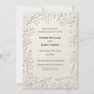 Graue botanische Hochzeit Einladung