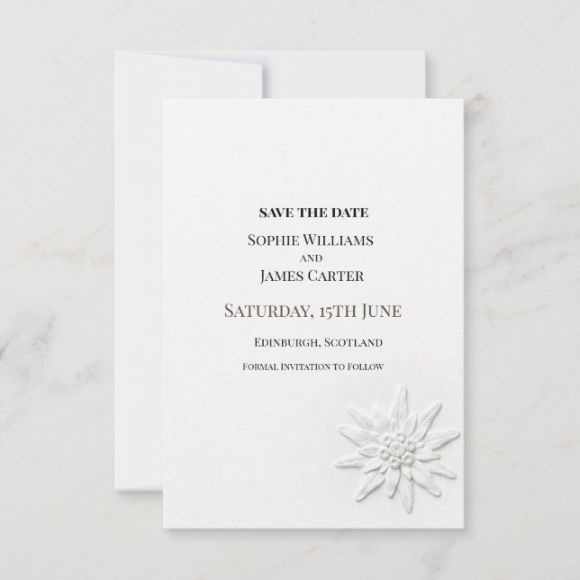 Graue botanische Hochzeit Save The Date (Vorderseite)