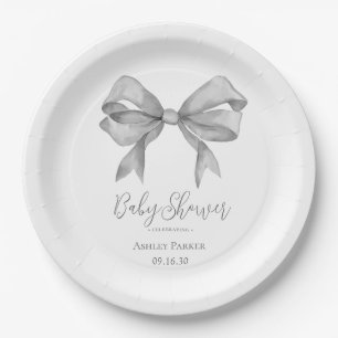Graue Bow Boy Baby Dusche Pappteller