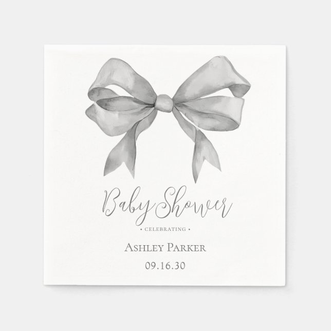 Graue Bow Boy Baby Dusche Serviette (Vorderseite)