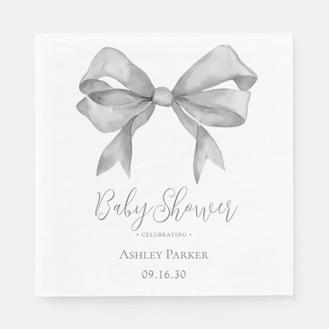 Graue Bow Boy Baby Dusche Serviette (Vorderseite)