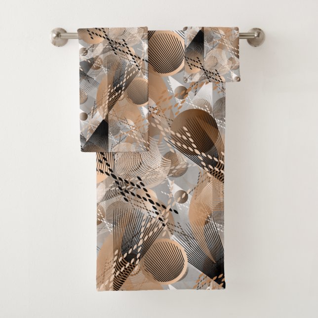 Graue, braune Abstraktion. Badhandtuch Set (Insitu)