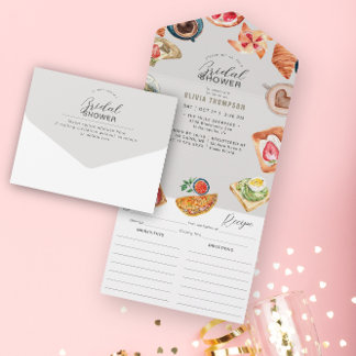 Graue Bridal-Brunch Waffeln & Rezept All In One Einladung