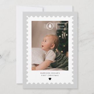 Graue Briefmarke Baby's 1. Weihnachten Foto