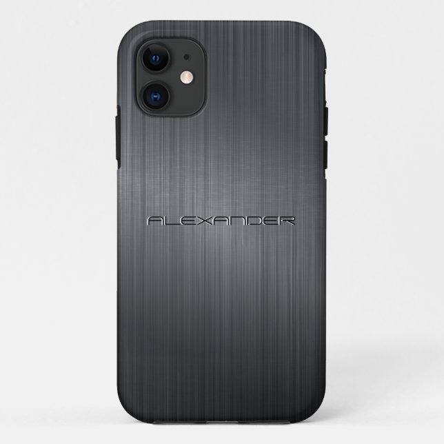 Graue Brushed Aluminium Metal Print Case-Mate iPhone Hülle (Rückseite)