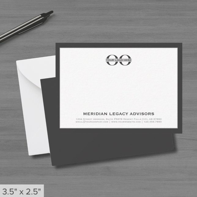 Graue Business Note Card mit Logo Mitteilungskarte (Von Creator hochgeladen)