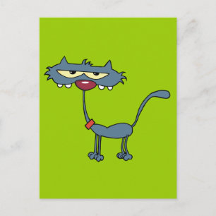 Graue Cartoon Cat Postkarte