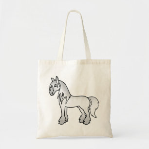 Graue Cartoon Gypsy Vanner Shire Clydesdale Pferd Tragetasche