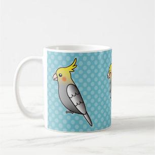 Graue Cartoon-Nymphensittich-Papagei-Vogel Kaffeetasse