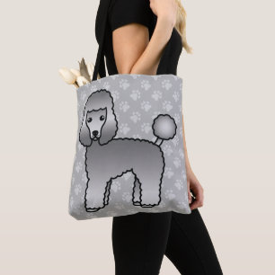 Graue Cartoon-Spielzeug-Pudel-Hundrasse-Zeichnung Tasche