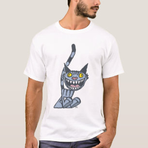 Graue Cartoon-T-Shirt mit lächelnder Katze T-Shirt