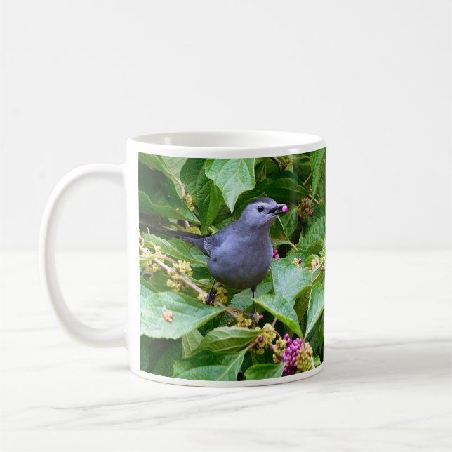 Graue Catbird-Kaffee-Tasse von BirdingCollectibles Kaffeetasse (Links)