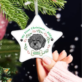 Graue Cavoodle Hund Personalisiert Zeichn Hand Keramik Ornament