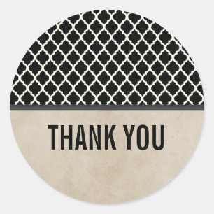 Graue Chic Quatrefolie Danke Stickers