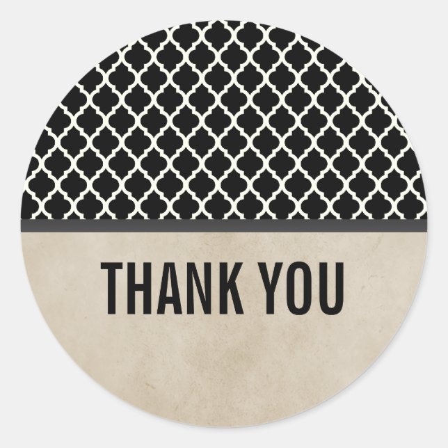 Graue Chic Quatrefolie Danke Stickers (Vorderseite)