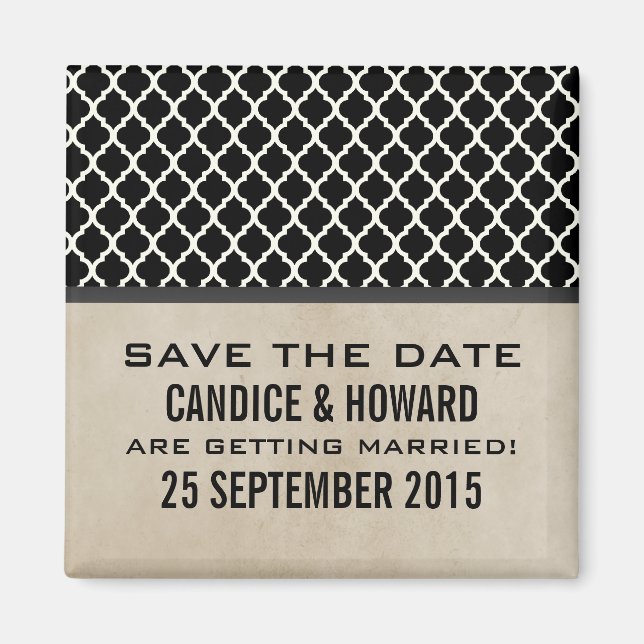 Graue Chic Quatrefolie Speichern Sie das Date Magn Magnet (Vorne)