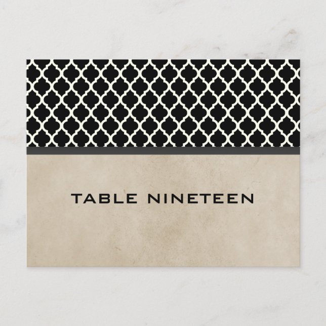 Graue Chic Quatrefolie Tischnummer Postkarte (Vorderseite)