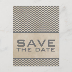 Graue Chic Zickzack Save the Date Postkarte
