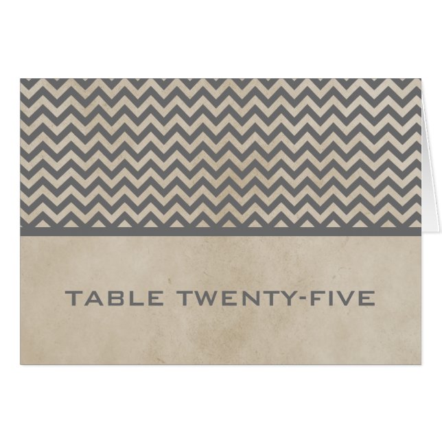 Graue Chic Zickzack Tischnummer Card (Vorderseite (Horizontal))