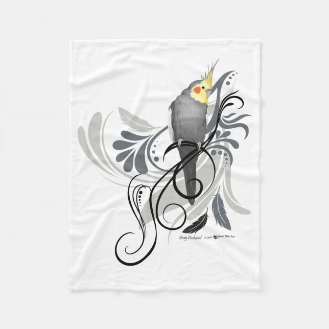 Graue Cockatiel-Decke Fleecedecke (Vorderseite)