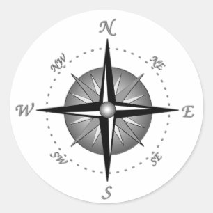 Graue Compass-Rose Runder Aufkleber