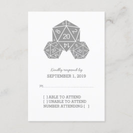 Graue D20-Würfel-Antwortkarte RSVP Karte