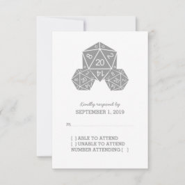 Graue D20-Würfel-Antwortkarte RSVP Karte