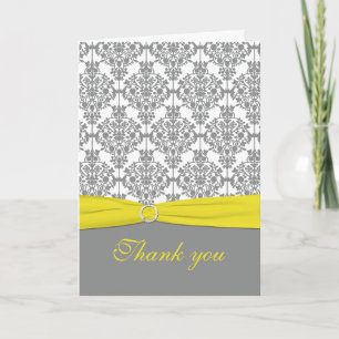 Graue Damask mit gelber Dankeschön-Karte Dankeskarte