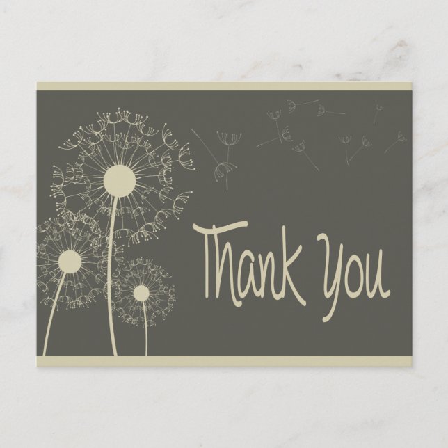 Graue Dankbarkeit Dandelion Floral Grußkarte Postkarte (Vorderseite)
