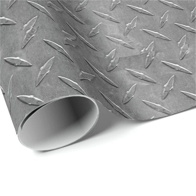 graue Diamantplatte Geschenkpapier (Rolleneckpunkt)