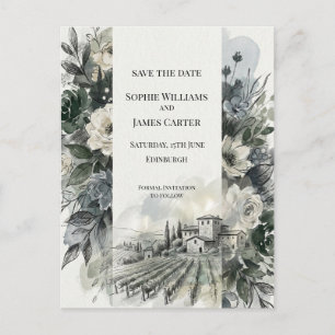 Graue Distel-Landschaft Save The Date Postkarte
