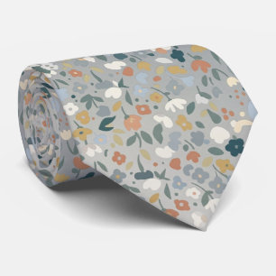 Graue Ditsy-Blumenmuster-Weich-pastellfarbene Blum Krawatte