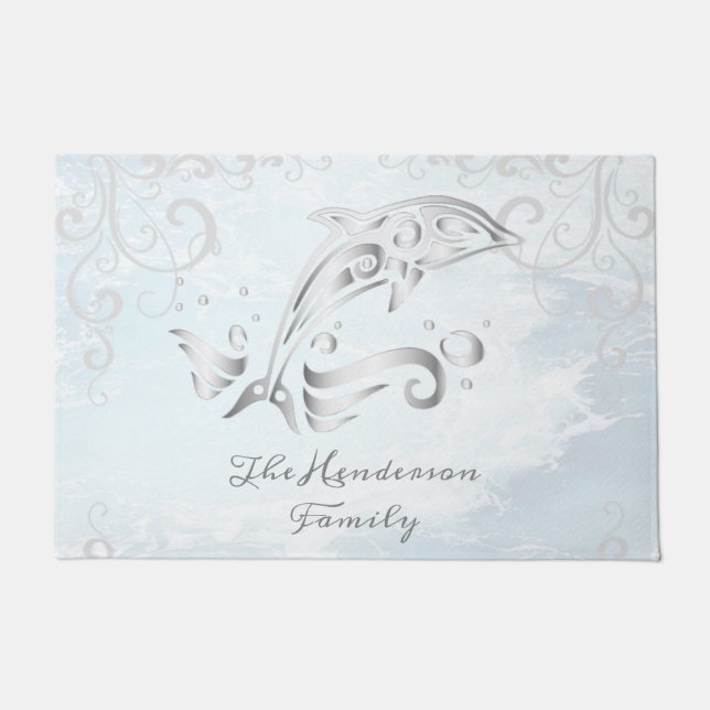 Graue Dolphin Personalisiert Doormat Fußmatte (Vorderseite)