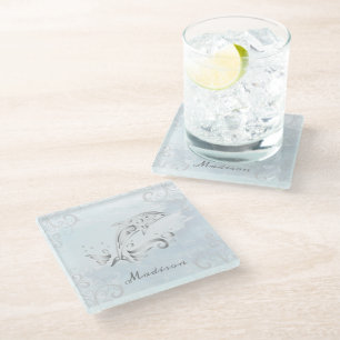 Graue Dolphin Personalisiert Glass Untersetzer