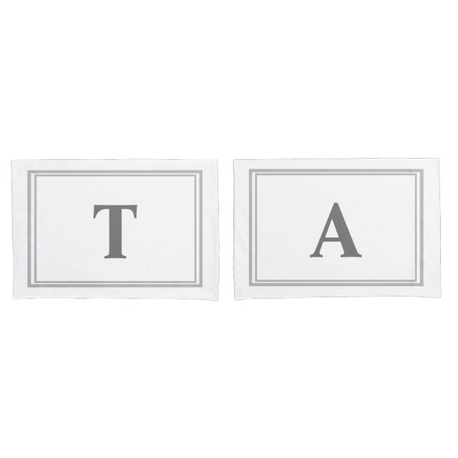 Graue Doppelgrenzenlose Monogramm-Doppelkissengehä Kissenbezug (Vorderseite-Set)