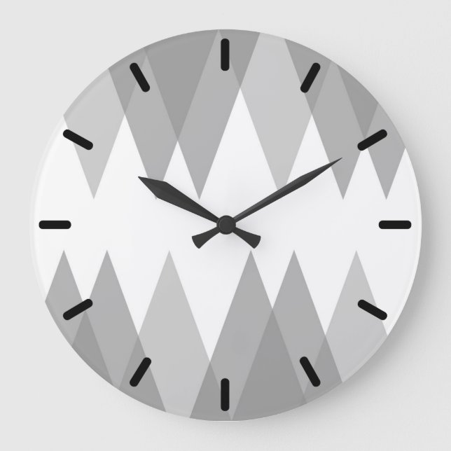 Graue Dreiecke Große Wanduhr (Vorderseite)