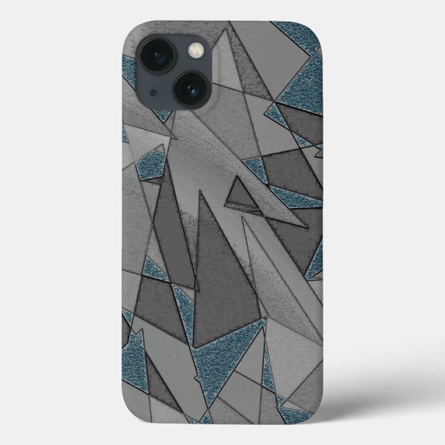 Graue Dreiecksausschnitte mit groben dunkelblauen  Case-Mate iPhone Hülle (Rückseite)