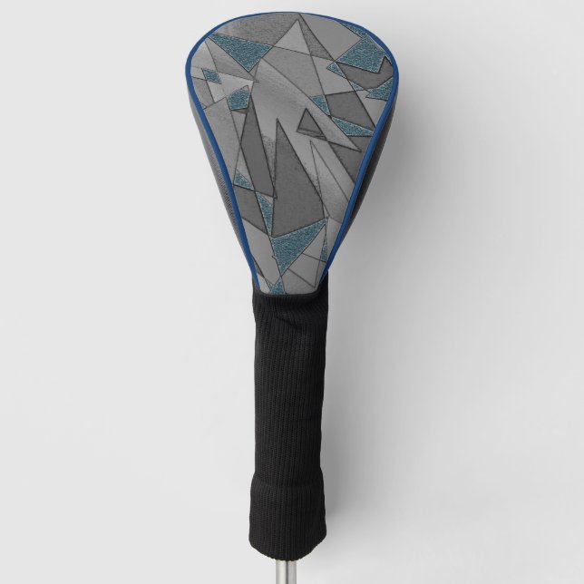 Graue Dreiecksausschnitte mit groben dunkelblauen  Golf Headcover (Vorderseite)