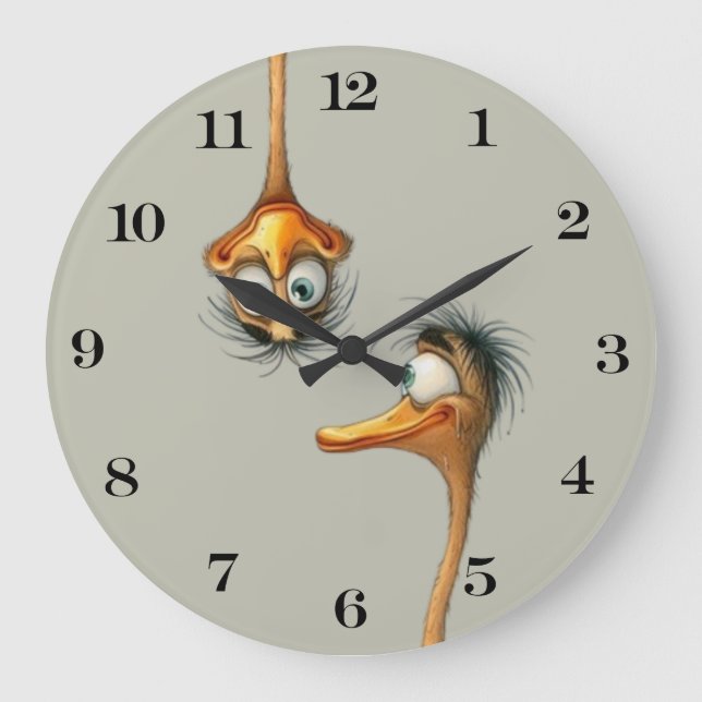 Graue Duck Wall Clock Große Wanduhr (Vorderseite)