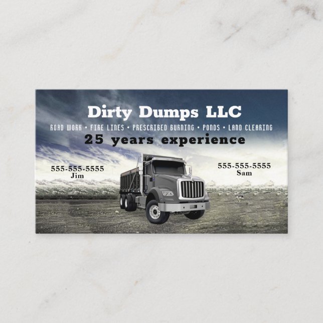 Graue Dump Truck Business Card Visitenkarte (Vorderseite)