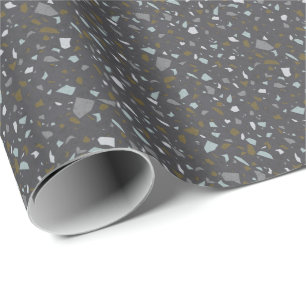 Graue dunkle Terrazzo-Struktur Geschenkpapier