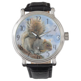 Graue Eichhörnchenbleistift Zeichnend Armbanduhr