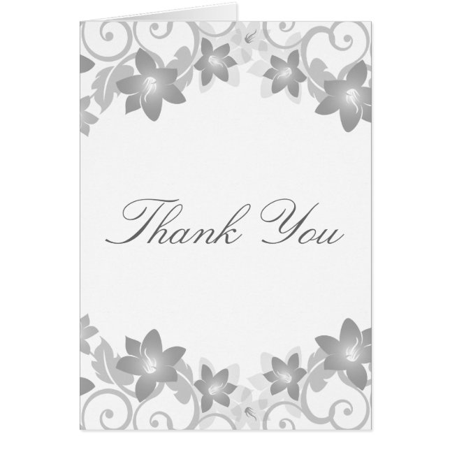 Graue einfache Blüte Danke-Card (Vorne)