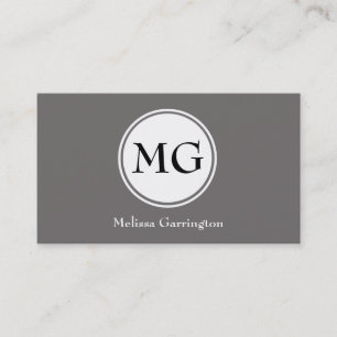 Graue einfache Circle Monogram Custom Business Car Visitenkarte